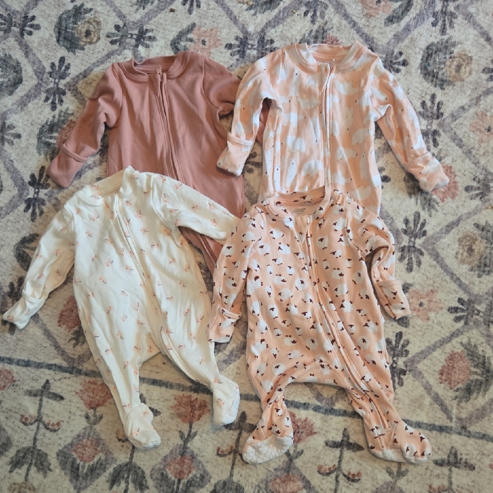 Charming Preemie Footies Set - Pink, Cream, and White